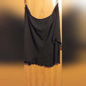 Black Tiered Lettuce Hem Skirt 22W